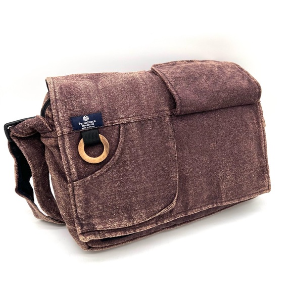 Koshi Brown Laptop Messenger Bag with Celestial Embroidery - Picture 6 of 10